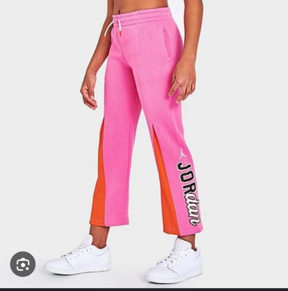 Nike Kids' Jordan Girls' Mashup Fleece Sweatpants in Pink and Orange